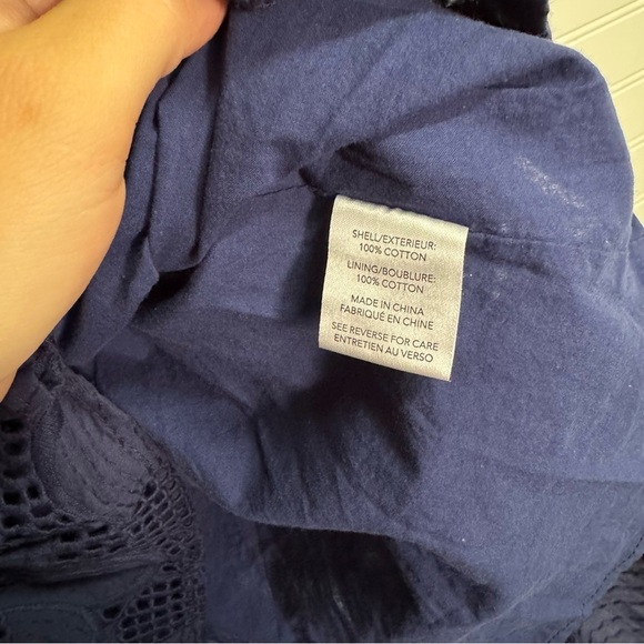 MILLY Margaret Pieres Long-Sleeve Eyelet Flounce Dress Sz 6 - Picture 8 of 12